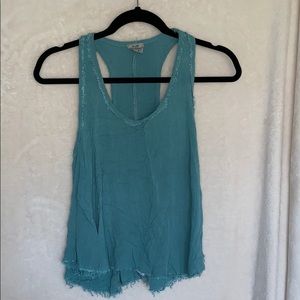 Ecote Raw Edge Teal Tank Top